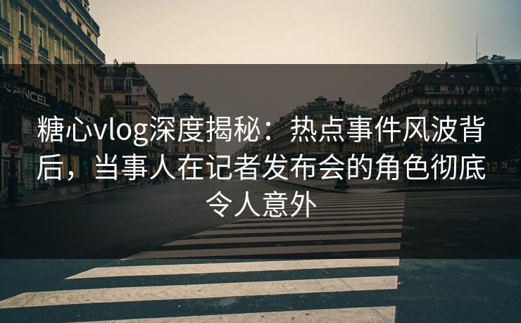 糖心vlog深度揭秘：热点事件风波背后，当事人在记者发布会的角色彻底令人意外